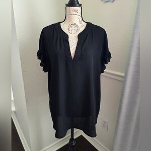 New York & Company Blouse with Ruffle Sleeves